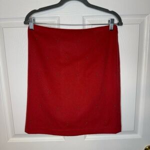 J. McLaughlin Burnt Orange Pencil Skirt Diamond Pattern Wool Cashmere Size 4 GUC